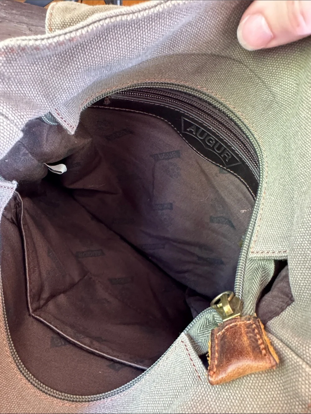 Augur unisex canvas leather trim messenger book bag crossbody‎